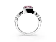 Vintage Station Engagement Ring Setting for Fancy Pink Princess Cut Center with Accents and Prong Head in Platinum