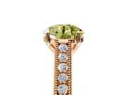Solitaire Engagement Ring Setting for Fancy Yellow Round Cut Center with Engraved Pave Band and Prong Head in Rose Gold