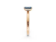 Low-Set Solitaire Engagement Ring Setting for Fancy Blue Emerald Cut Center with Thin Plain Band and Prong Head in Rose Gold