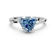 Solitaire Engagement Ring Setting for Fancy Blue Heart-Shaped Center with Plain Bypass Twist Band and Prong Head in Platinum