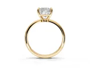 Minimalist Solitaire Engagement Ring Setting for Cushion Cut Center with Thin Band and Prong Head in Yellow Gold