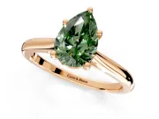 Solitaire Engagement Ring Setting for Fancy Green Pear-Shaped Center with Narrow Cathedral Band and Prong Head in Rose Gold