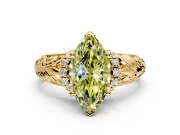 Solitaire Engagement Ring Setting for Fancy Yellow Marquise Center with Filigree Accent Basket and Prong Head in Yellow Gold