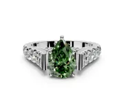 Solitaire Engagement Ring Setting for Fancy Green Pear-Shaped Center with Pave Cathedral Shoulders and Prong Head in Platinum