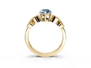 Leaf Engagement Ring Setting for Fancy Blue Marquise Center with Milgrain Accent Band and Prong Head in Yellow Gold