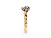 Rope Engagement Ring Setting for Fancy Blue Heart-Shaped Center with Accent Shoulders and Prong Head in Yellow Gold