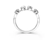 Elongated Cushion Cut Lab-Grown Diamond 4 Stone Wedding Band with Leaf Prongs in White Gold