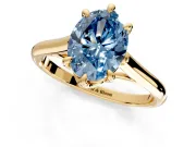 Solitaire Engagement Ring Setting for Fancy Blue Oval Center with Cathedral Band and Prong Head in Yellow Gold