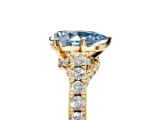 Solitaire Engagement Ring Setting for Fancy Blue Pear-Shaped Center with Crossover Accents and Prong Head in Yellow Gold