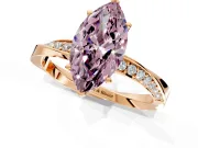 Side Accent Engagement Ring Setting for Fancy Pink Marquise Center with Accent Shoulders and Prong Head in Rose Gold