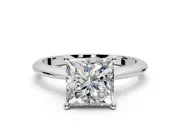 Solitaire Engagement Ring Setting for Princess Cut Center with Knife Ridge Band and Claw Prong Head in Platinum