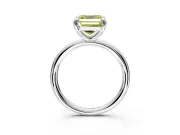 Low-Set Solitaire Engagement Ring Setting for Fancy Yellow Asscher Cut Center with Thin Plain Band and Prong Head in Platinum