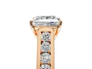 Solitaire Engagement Ring Setting for Princess Cut Center with Cathedral Channel Band and Prong Head in Rose Gold