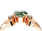 Solitaire Engagement Ring Setting for Fancy Green Oval Center with Twisted Band and Scroll Prong Head in Rose Gold