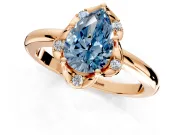 Floral Frame Engagement Ring Setting for Fancy Blue Pear-Shaped Center with Accent Clusters and Prong Head in Rose Gold