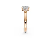 Hidden Halo Engagement Ring Setting for Princess Cut Center with Wide Flat Plain Band and Prong Head in Rose Gold