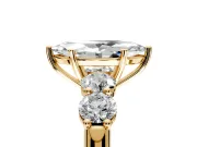 5 Stone Engagement Ring Setting for Marquise Center with Graduated Accents and Prong Head in Yellow Gold