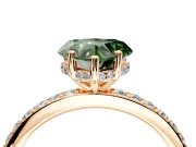 Solitaire Engagement Ring Setting for Fancy Green Heart-Shaped Center with Fine Pave Band and Prong Head in Rose Gold