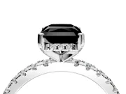 Solitaire Engagement Ring Setting for Fancy Black Radiant Cut Center with Band of Accents and Prong Head in Platinum