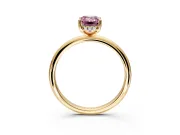 Hidden Halo Engagement Ring Setting for Fancy Pink Emerald Cut Center with Thin Round-Wire Band and Prong Head in Yellow Gold