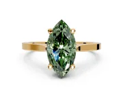 Solitaire Engagement Ring Setting for Fancy Green Marquise Center with Tapered Shoulders and Prong Head in Yellow Gold