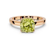 Solitaire Engagement Ring Setting for Fancy Yellow Cushion Cut Center with Plain Band and Flat Tab Prong Head in Rose Gold