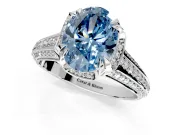 Solitaire Engagement Ring Setting for Fancy Blue Oval Center with Accented Split Shank and Prong Head in Platinum