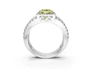 Halo Engagement Ring Setting for Fancy Yellow Princess Cut Center with Wide-Open Pave Split Shank and Prong Head in Sterling Silver