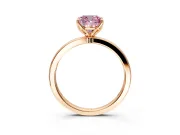 Solitaire Engagement Ring Setting for Fancy Pink Cushion Cut Center with Thin Rounded Plain Band and Prong Head in Rose Gold