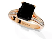 Solitaire Engagement Ring Setting for Fancy Black Radiant Cut Center with Pave Rail Split Shank and Prong Head in Rose Gold