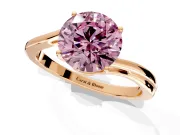 Solitaire Engagement Ring Setting for Fancy Pink Round Cut Center with Plain Bypass Twist Band and Prong Head in Rose Gold