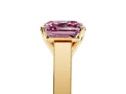Solitaire Engagement Ring Setting for Fancy Pink Asscher Cut Center with Tapered Split Shoulders and Prong Head in Yellow Gold