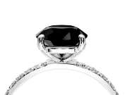 Solitaire Engagement Ring Setting for Fancy Black Round Cut Center with Pave Accents and Prong Head in Sterling Silver