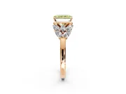 Leaf Cluster Engagement Ring Setting for Fancy Yellow Radiant Cut Center with Marquise Accents and Prong Head in Rose Gold