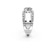 Solitaire Engagement Ring Setting for Round Cut Center with Wide-Open Split Shank and Prong Head in Platinum