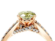 Solitaire Engagement Ring Setting for Fancy Yellow Oval Center with Crossover Accents and Prong Head in Rose Gold