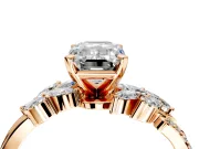 Solitaire Engagement Ring Setting for Emerald Cut Center with Marquise Accent Twist Band and Prong Head in Rose Gold