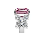Floral Engagement Ring Setting for Fancy Pink Princess Cut Center with Marquise Cluster Shoulders and Prong Head in Sterling Silver