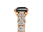 Solitaire Engagement Ring Setting for Fancy Black Princess Cut Center with Pave Cathedral Shoulders and Prong Head in Rose Gold