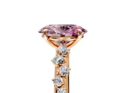 Cluster Engagement Ring Setting for Fancy Pink Oval Center with Round Cut Accent Band and Prong Head in Rose Gold