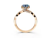 Solitaire Engagement Ring Setting for Fancy Blue Round Cut Center with Narrow Twist Pave Band and Prong Head in Rose Gold