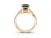 Solitaire Engagement Ring Setting for Fancy Black Princess Cut Center with Pave Rail Split Shank and Prong Head in Rose Gold