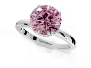 Solitaire Engagement Ring Setting for Fancy Pink Round Cut Center with Fine Wire Band and Prong Head in Platinum