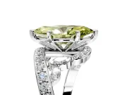 Solitaire Engagement Ring Setting for Fancy Yellow Marquise Center with Pave Bypass Twist Band and Prong Head in White Gold