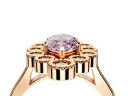 Cluster Halo Engagement Ring Setting for Fancy Pink Marquise Center with Milgrain Bezel Accents and Prong Head in Rose Gold