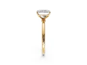 Solitaire Engagement Ring Setting for Radiant Cut Center with Straight Thin Band and Prong Head in Yellow Gold