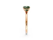 Solitaire Engagement Ring Setting for Fancy Green Cushion Cut Center with Straight Thin Band and Prong Head in Rose Gold