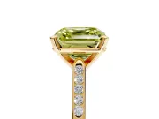 Solitaire Engagement Ring Setting for Fancy Yellow Asscher Cut Center with Channel Accents and Prong Head in Yellow Gold