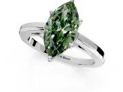 Solitaire Engagement Ring Setting for Fancy Green Marquise Center with Flat-Sided Plain Band and Prong Head in White Gold