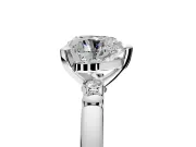 Solitaire Engagement Ring Setting for Heart-Shaped Center with Beaded Shoulders and Prong Head in White Gold